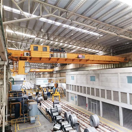 10 Ton Steel Coil Handling Clamp Overhead Crane With Winch Trolley