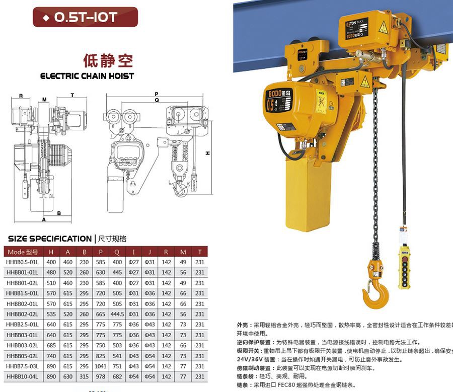 5ton electric chain hoists