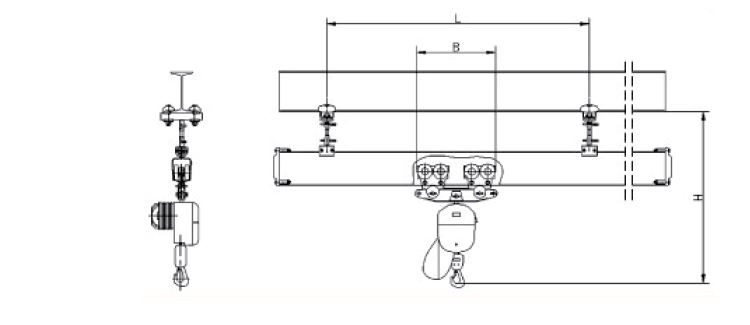 1ton Chain Hoist Light crane system Electric Single Girder Bridge crane