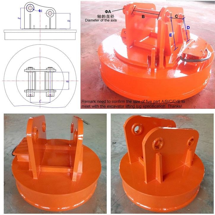 Steel Scrap Handling Excavator Magnet Round Lifting Electromagnet