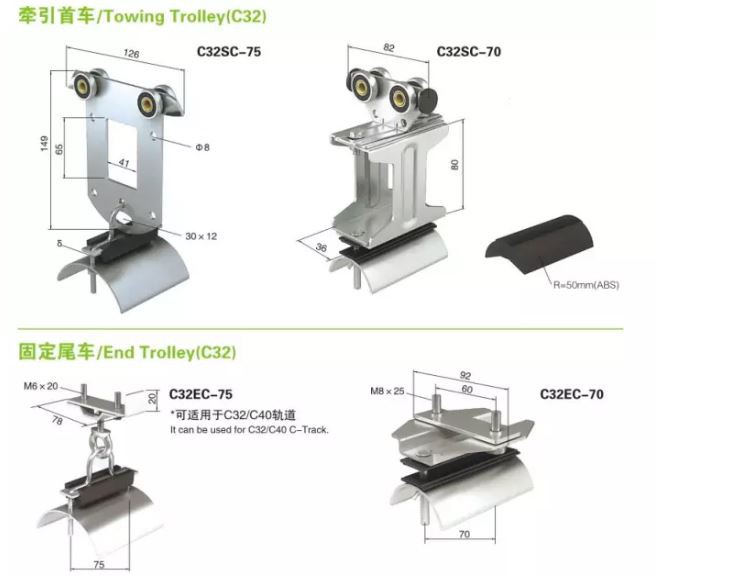 Festoon System I-Beam Cable Trolley Crane Spare Parts