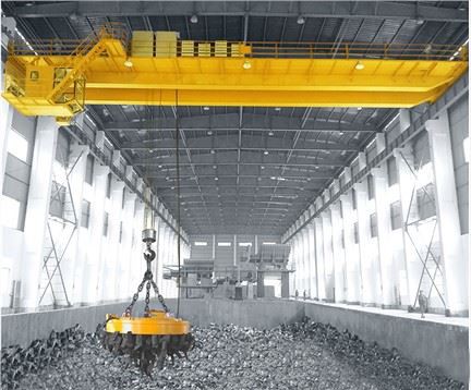 Steel Scrap Lifting Double Girder Overhead Crane With High Temperature Electromagnet