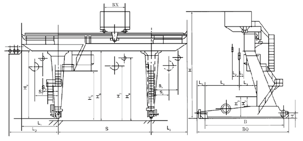 L Type Outdoor Steel Material Yards Mobile Gantry Crane